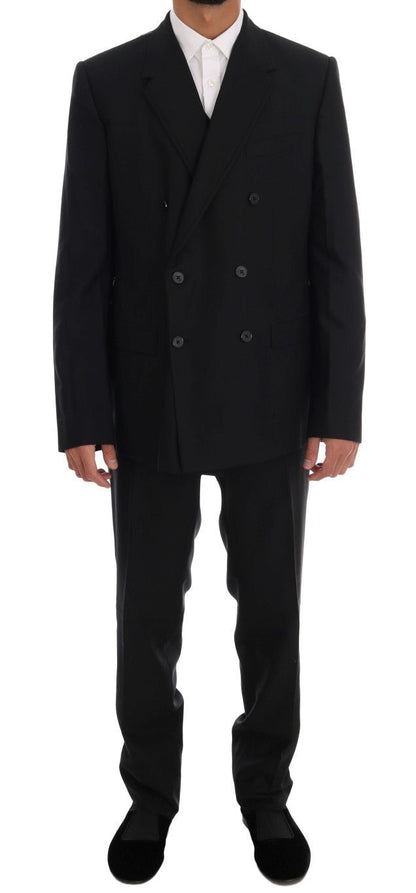 Dolce & Gabbana Elegant Black Wool Three - Piece Suit - Sandy Store ByNet