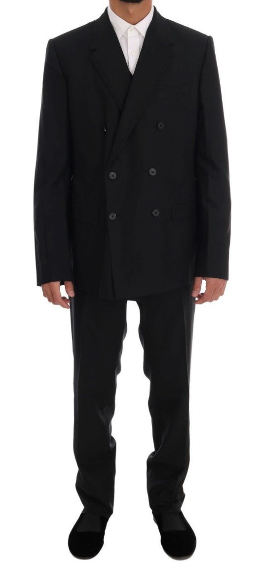 Dolce & Gabbana Elegant Black Wool Three - Piece Suit - Sandy Store ByNet