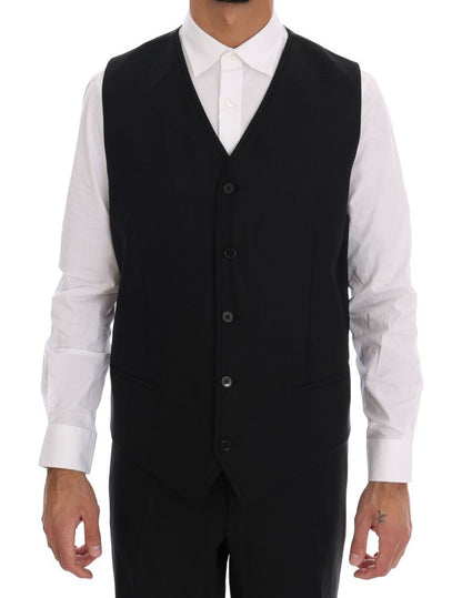 Dolce & Gabbana Elegant Black Wool Three - Piece Suit - Sandy Store ByNet