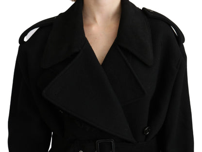 Dolce & Gabbana Elegant Black Wool Trenchcoat - Sandy Store ByNet