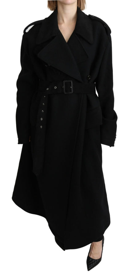 Dolce & Gabbana Elegant Black Wool Trenchcoat - Sandy Store ByNet