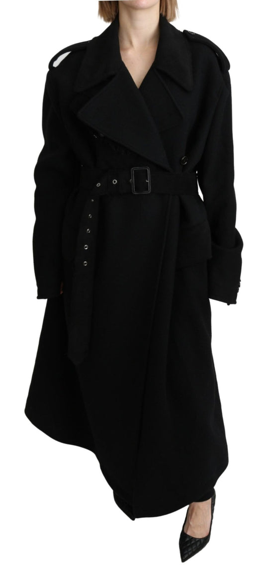 Dolce & Gabbana Elegant Black Wool Trenchcoat - Sandy Store ByNet