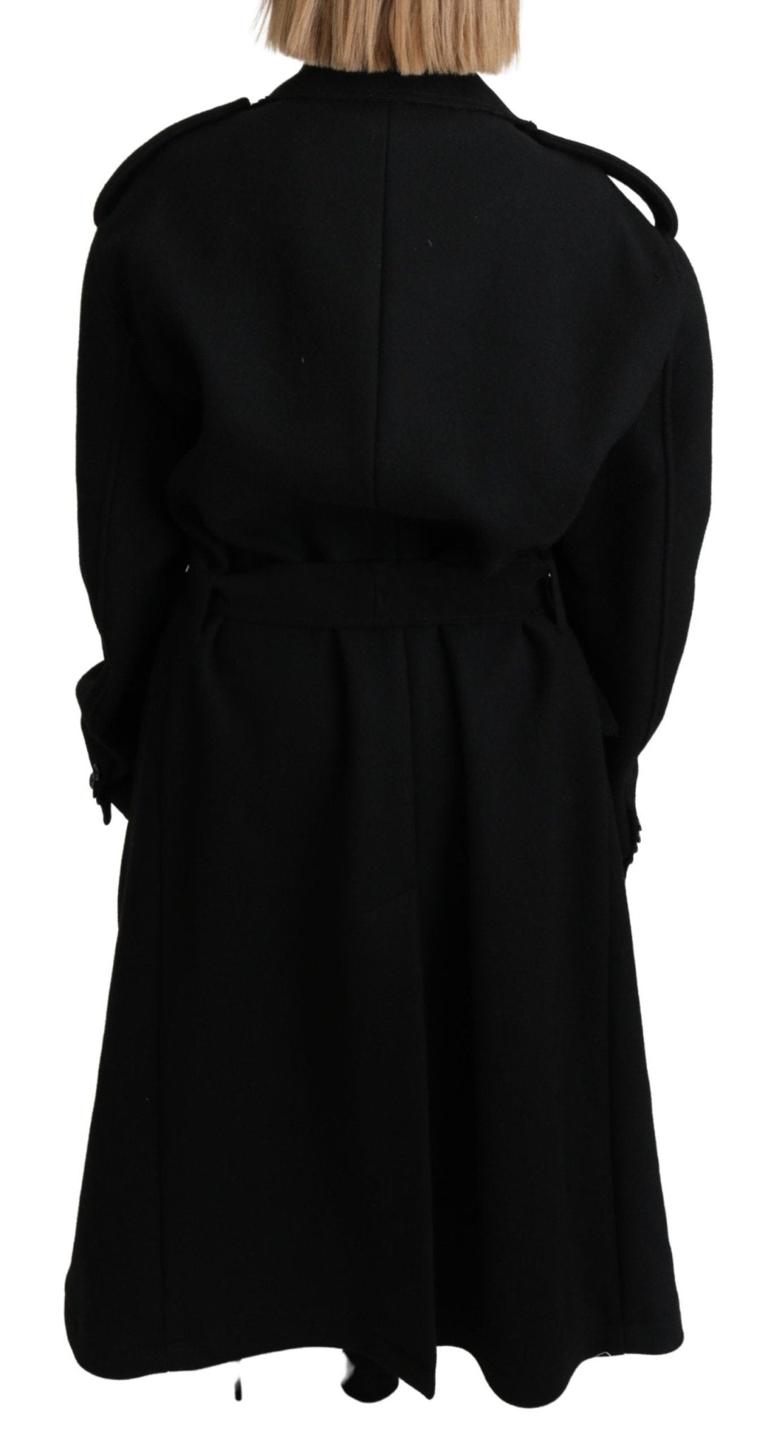 Dolce & Gabbana Elegant Black Wool Trenchcoat - Sandy Store ByNet