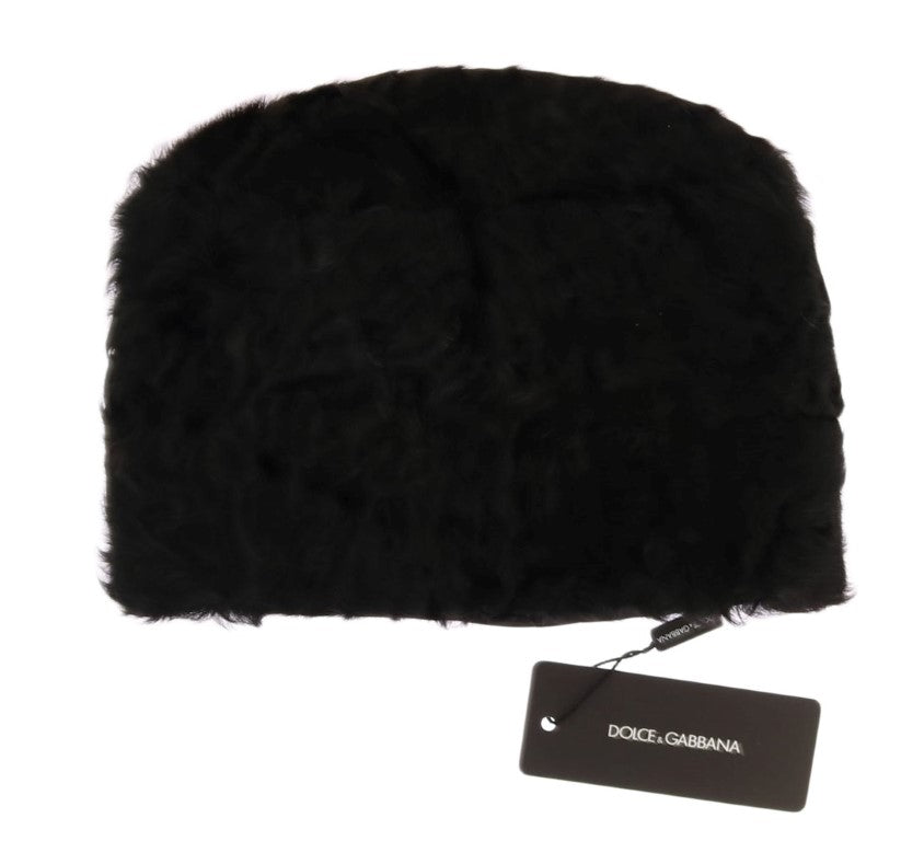 Dolce & Gabbana Elegant Black Xiangao Fur Beanie Hat - Sandy Store ByNet