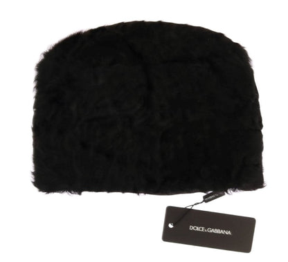 Dolce & Gabbana Elegant Black Xiangao Fur Beanie Hat - Sandy Store ByNet