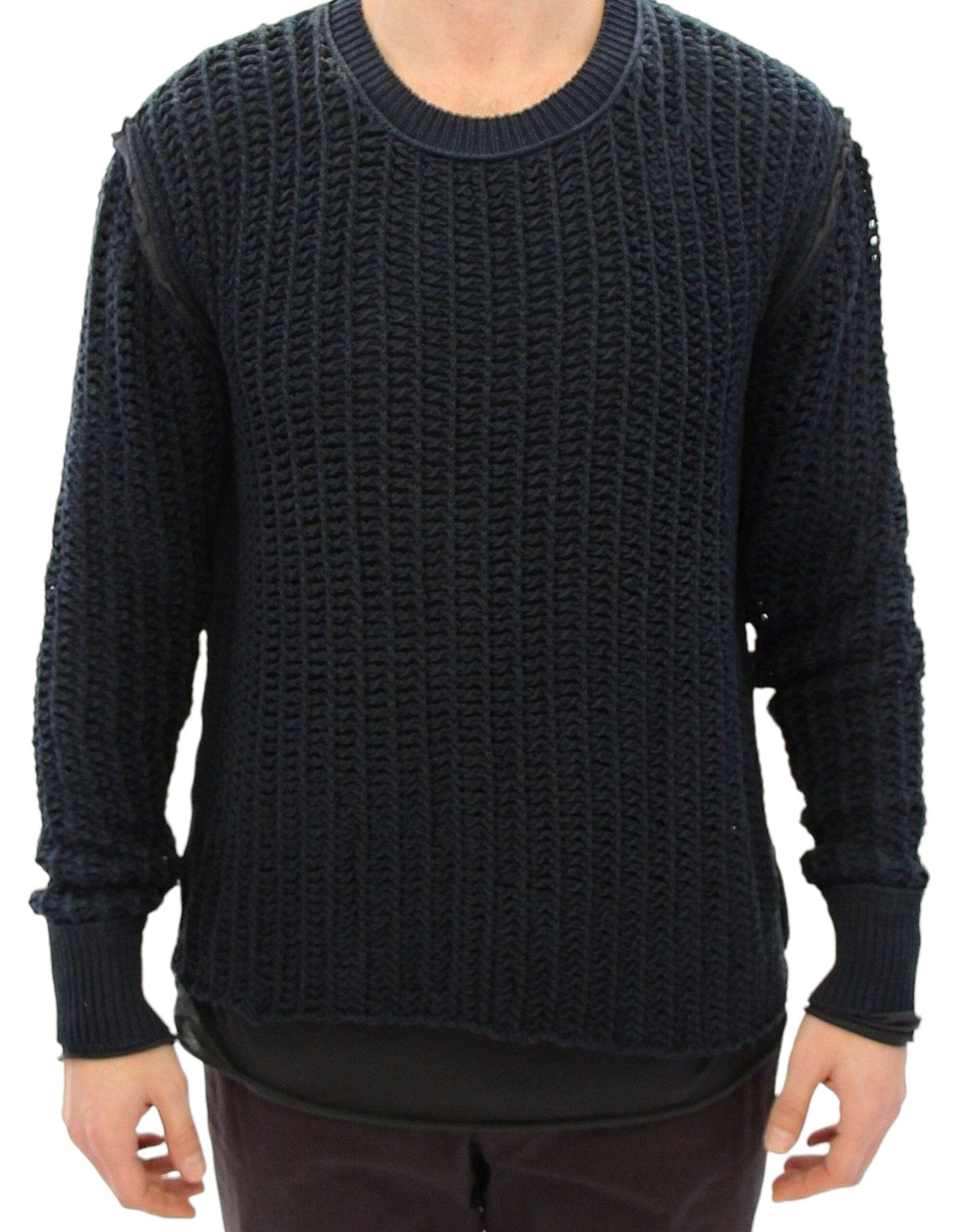 Dolce & Gabbana Elegant Blue and Black Layered Sweater - Sandy Store ByNet