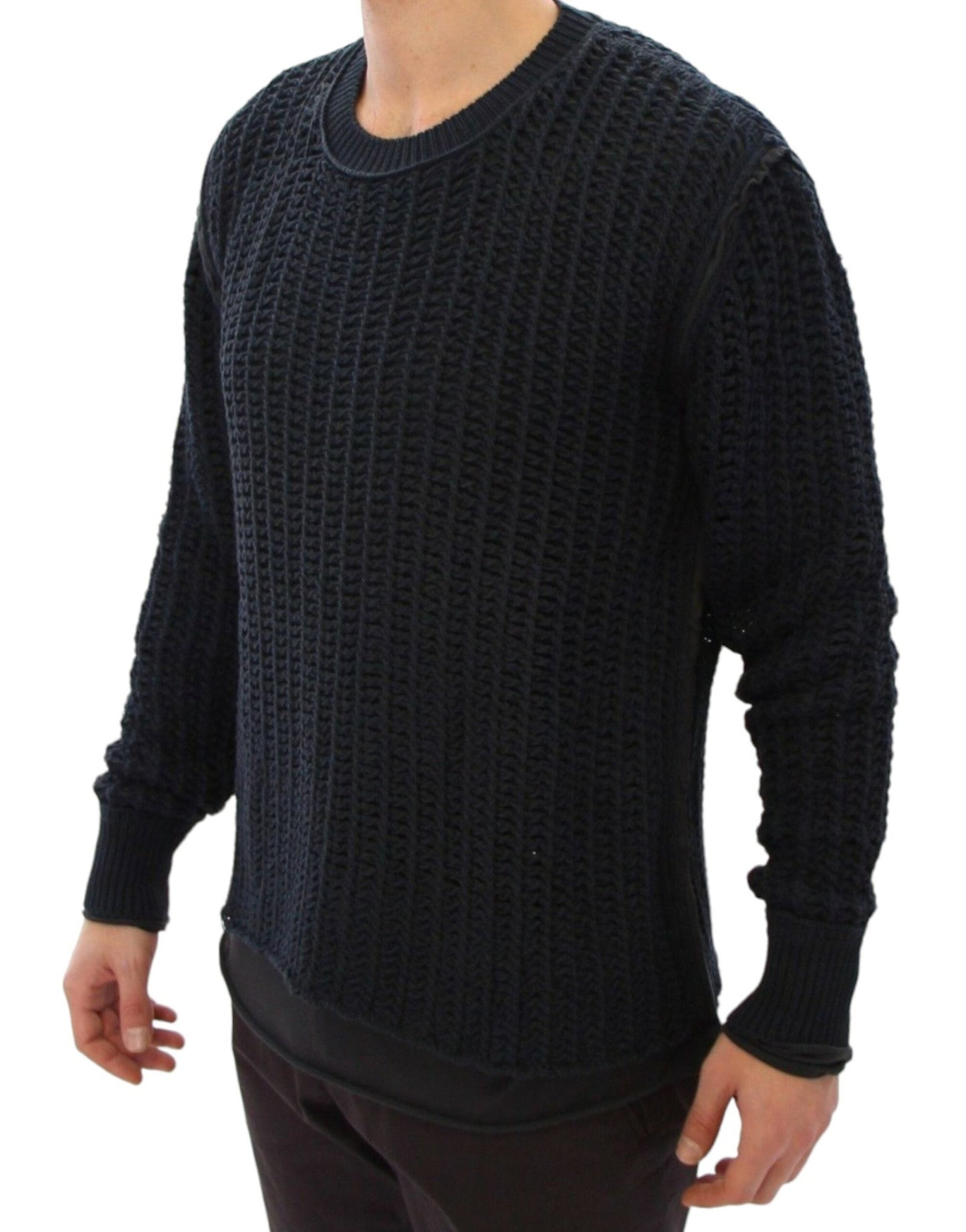 Dolce & Gabbana Elegant Blue and Black Layered Sweater - Sandy Store ByNet