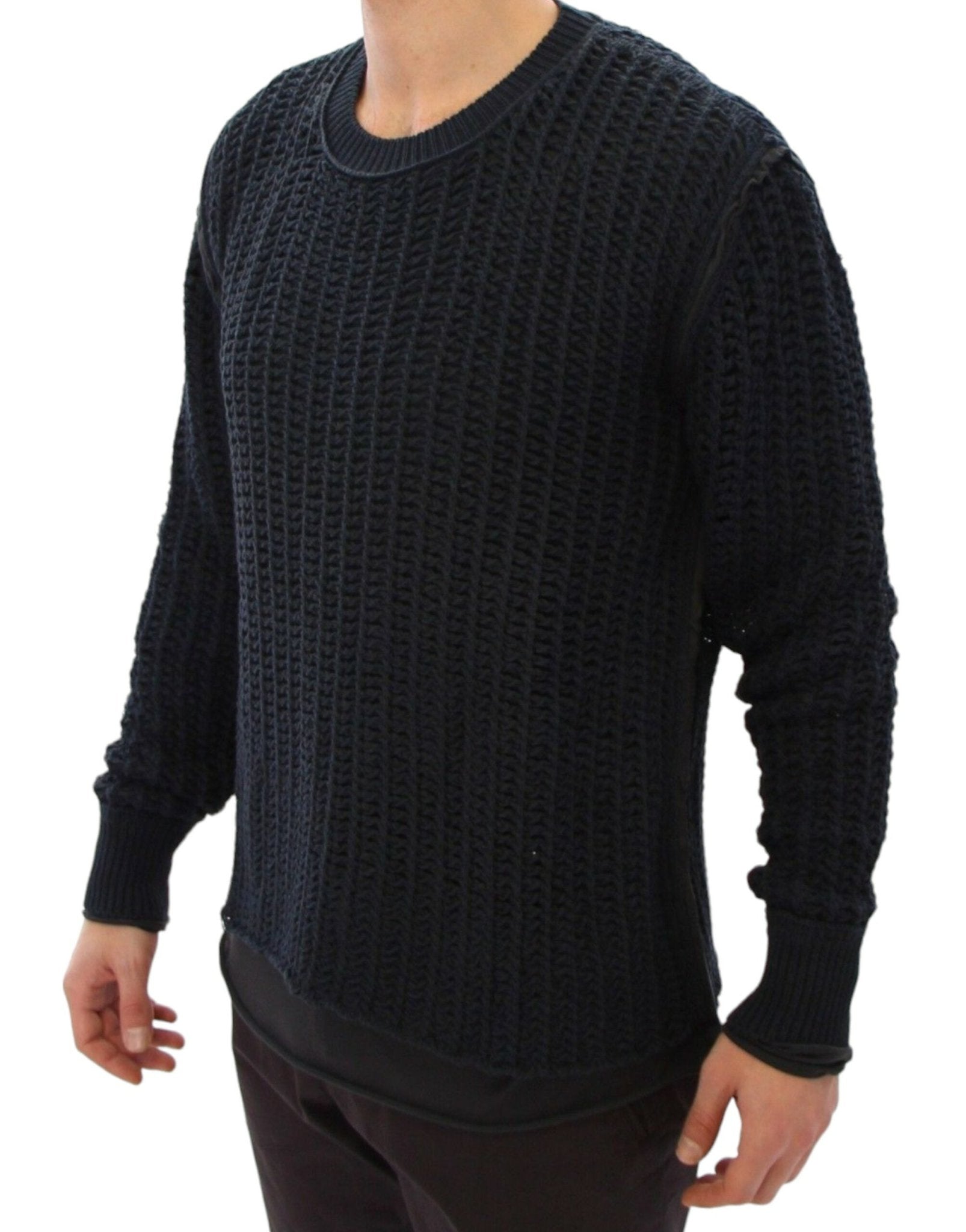 Dolce & Gabbana Elegant Blue and Black Layered Sweater - Sandy Store ByNet