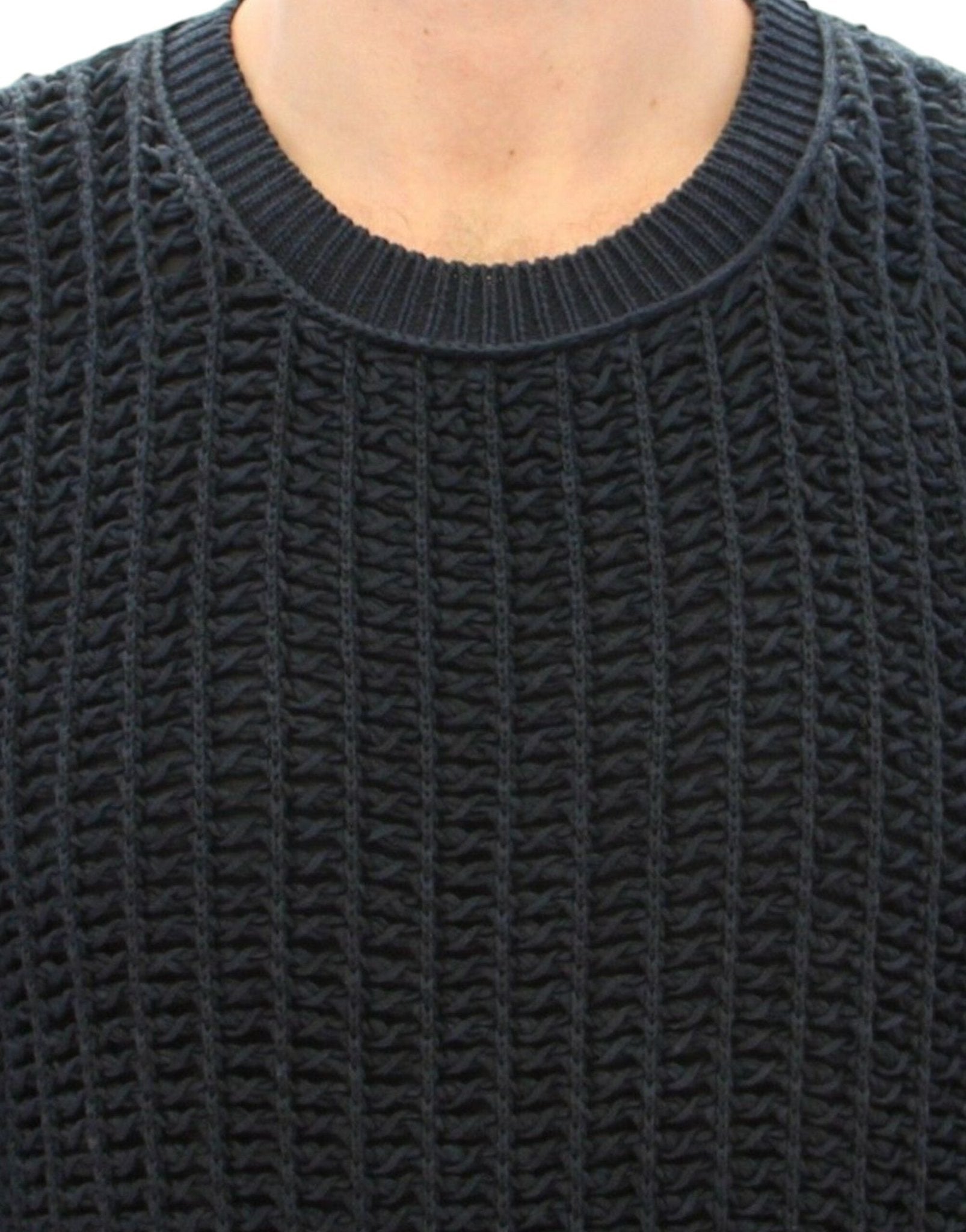 Dolce & Gabbana Elegant Blue and Black Layered Sweater - Sandy Store ByNet