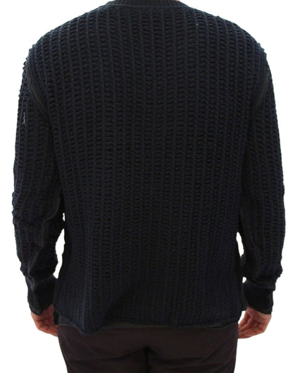 Dolce & Gabbana Elegant Blue and Black Layered Sweater - Sandy Store ByNet
