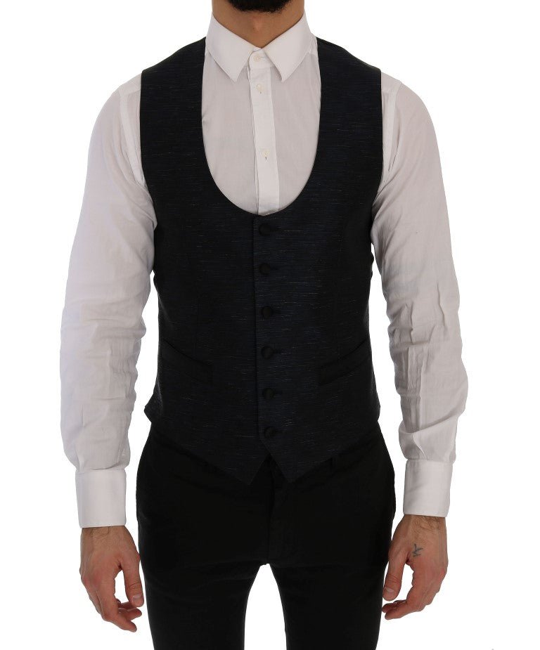 Dolce & Gabbana Elegant Blue & Black Slim Fit Suit Ensemble - Sandy Store ByNet