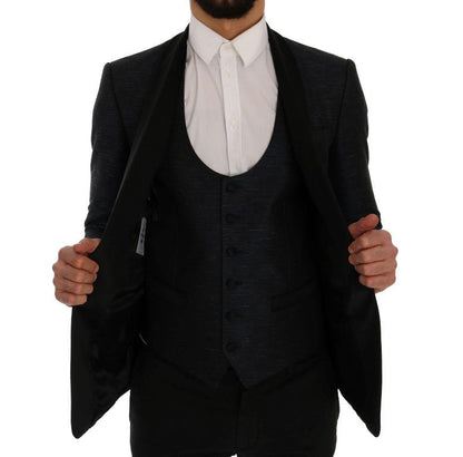 Dolce & Gabbana Elegant Blue & Black Slim Fit Suit Ensemble - Sandy Store ByNet