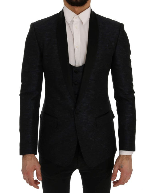 Dolce & Gabbana Elegant Blue & Black Slim Fit Suit Ensemble - Sandy Store ByNet