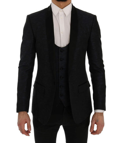 Dolce & Gabbana Elegant Blue & Black Slim Fit Suit Ensemble - Sandy Store ByNet