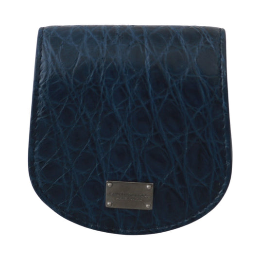 Dolce & Gabbana Elegant Blue Caimano Leather Condom Case Wallet - Sandy Store ByNet