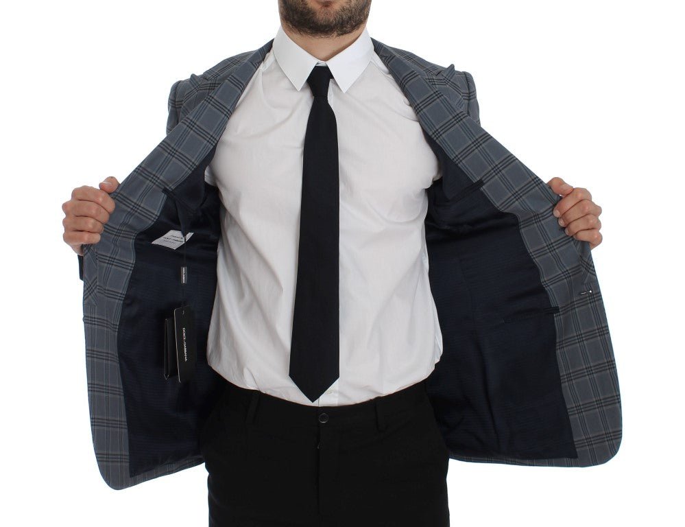 Dolce & Gabbana Elegant Blue Checkered Slim Fit Blazer - Sandy Store ByNet