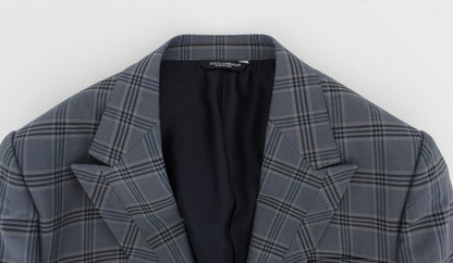 Dolce & Gabbana Elegant Blue Checkered Slim Fit Blazer - Sandy Store ByNet
