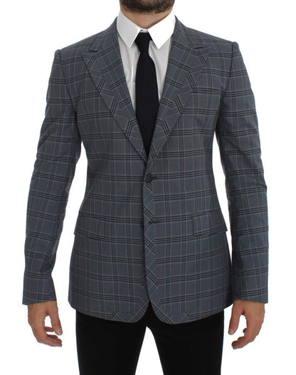 Dolce & Gabbana Elegant Blue Checkered Slim Fit Blazer - Sandy Store ByNet