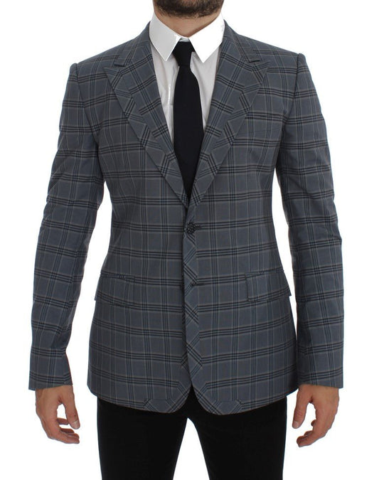 Dolce & Gabbana Elegant Blue Checkered Slim Fit Blazer - Sandy Store ByNet
