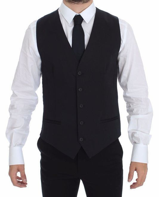 Dolce & Gabbana Elegant Blue Cotton Stretch Dress Vest - Sandy Store ByNet