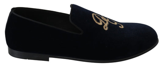Dolce & Gabbana Elegant Blue Embroidered Loafers - Sandy Store ByNet