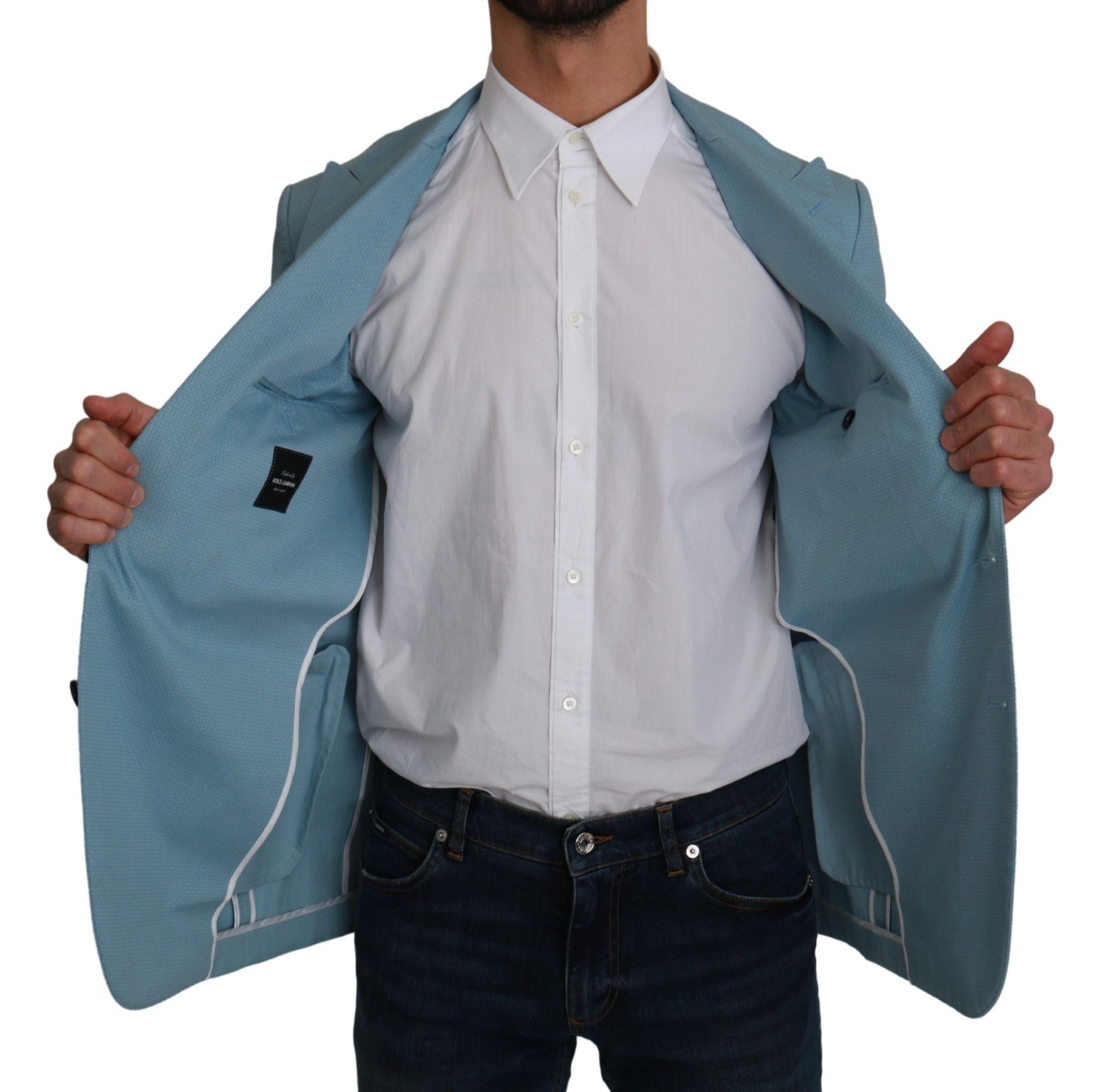 Dolce & Gabbana Elegant Blue Fantasy Pattern Blazer - Sandy Store ByNet