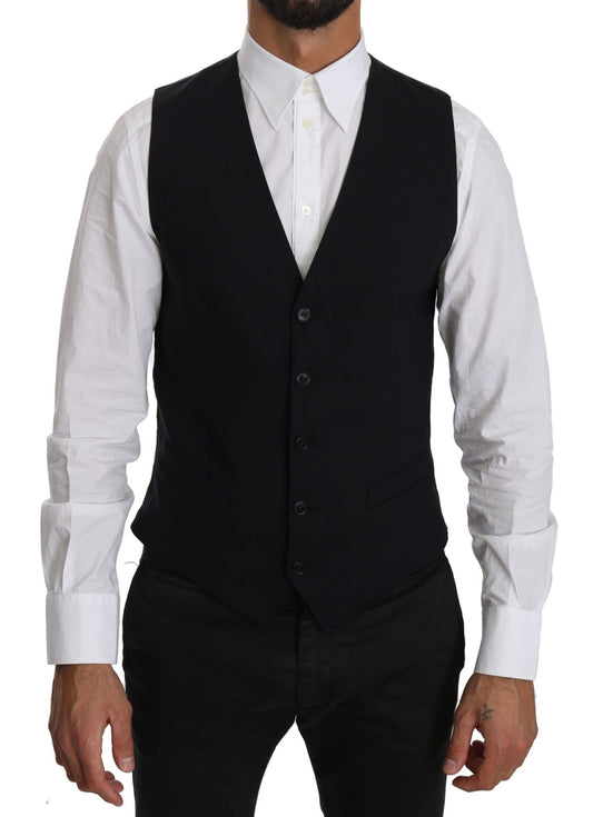 Dolce & Gabbana Elegant Blue Formal Wool - Blend Dress Vest - Sandy Store ByNet
