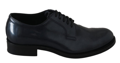 Dolce & Gabbana Elegant Blue Leather Derby Dress Shoes - Sandy Store ByNet