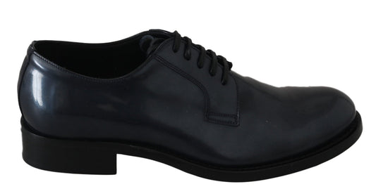 Dolce & Gabbana Elegant Blue Leather Derby Dress Shoes - Sandy Store ByNet