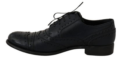 Dolce & Gabbana Elegant Blue Leather Wingtip Derby Shoes - Sandy Store ByNet