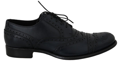 Dolce & Gabbana Elegant Blue Leather Wingtip Derby Shoes - Sandy Store ByNet