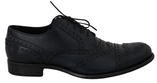 Dolce & Gabbana Elegant Blue Leather Wingtip Derby Shoes - Sandy Store ByNet