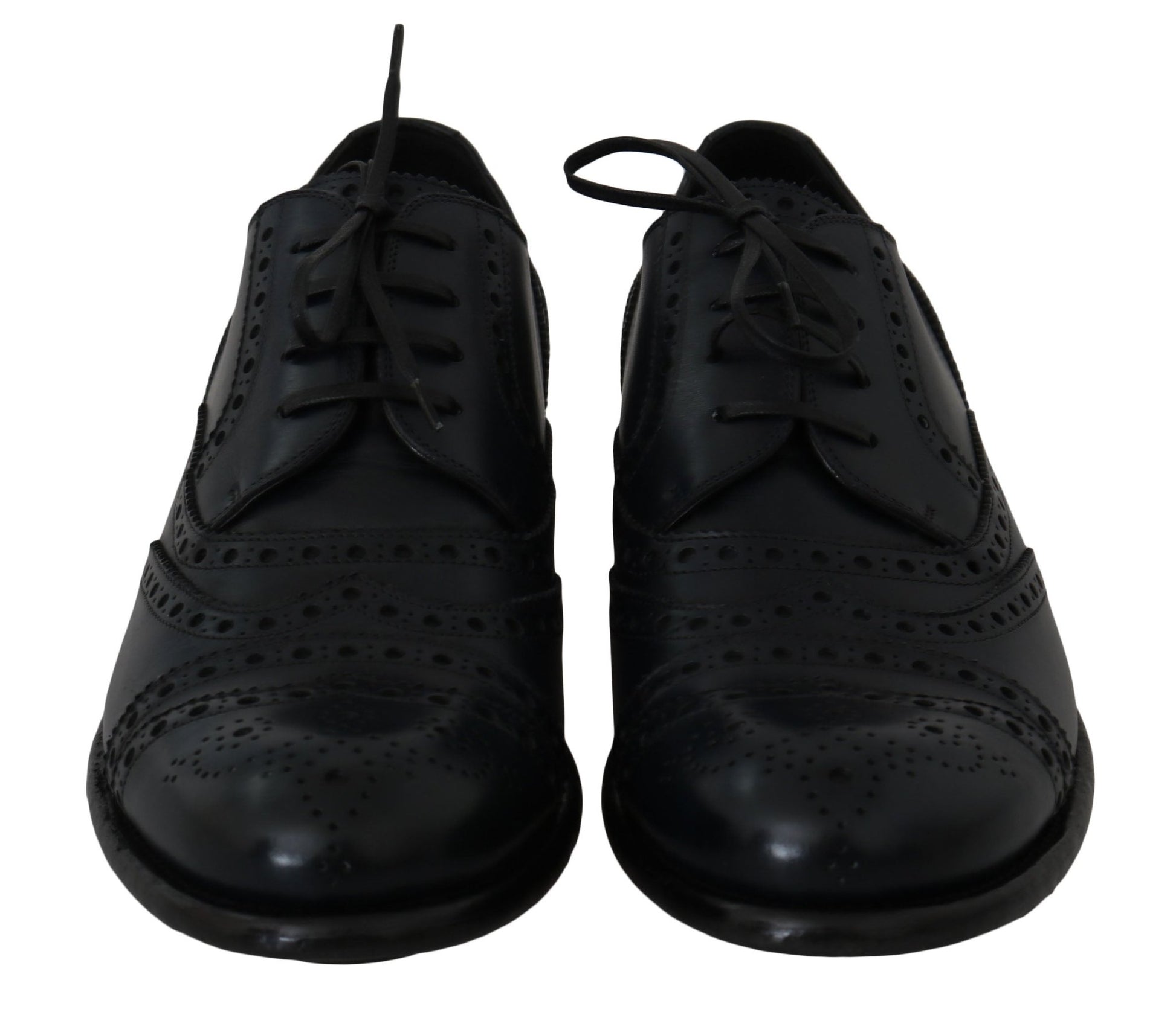 Dolce & Gabbana Elegant Blue Leather Wingtip Derby Shoes - Sandy Store ByNet