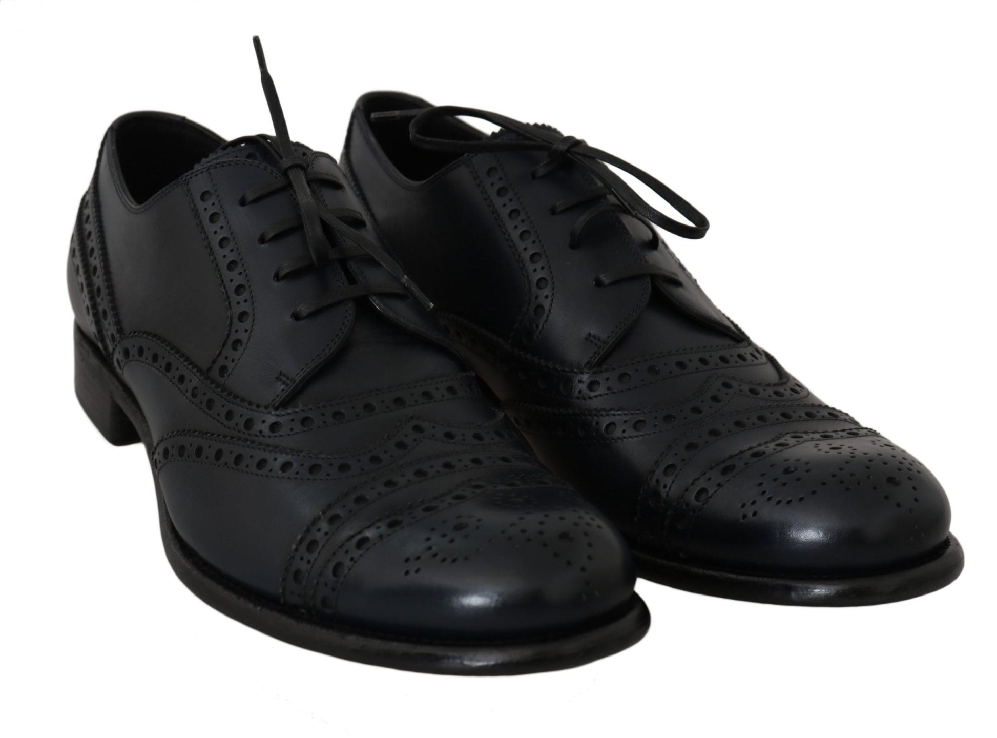 Dolce & Gabbana Elegant Blue Leather Wingtip Derby Shoes - Sandy Store ByNet