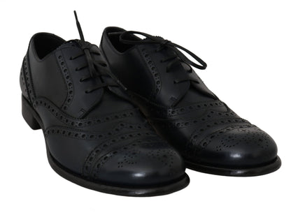 Dolce & Gabbana Elegant Blue Leather Wingtip Derby Shoes - Sandy Store ByNet