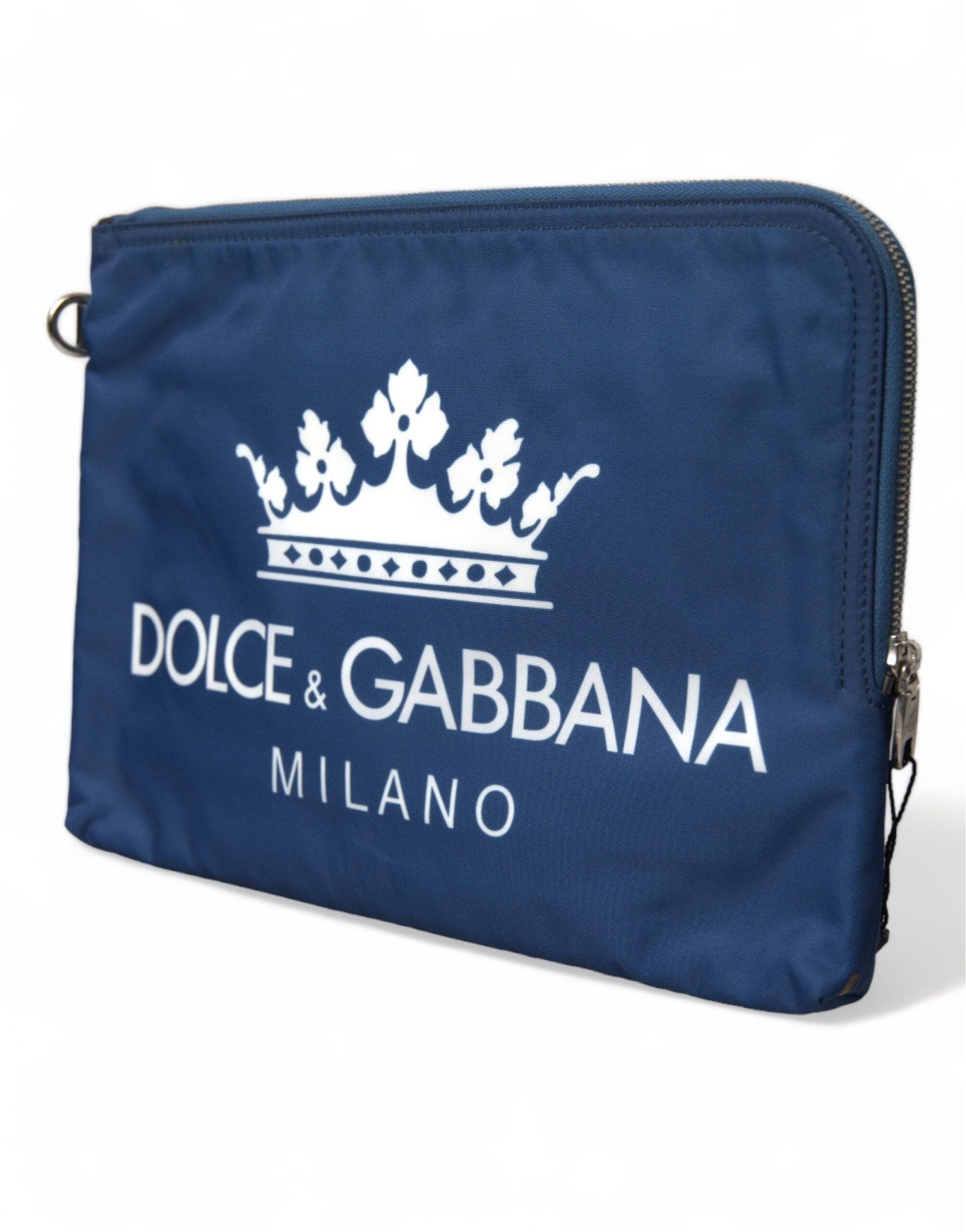 Dolce & Gabbana Elegant Blue Nylon Zipped Clutch - Sandy Store ByNet