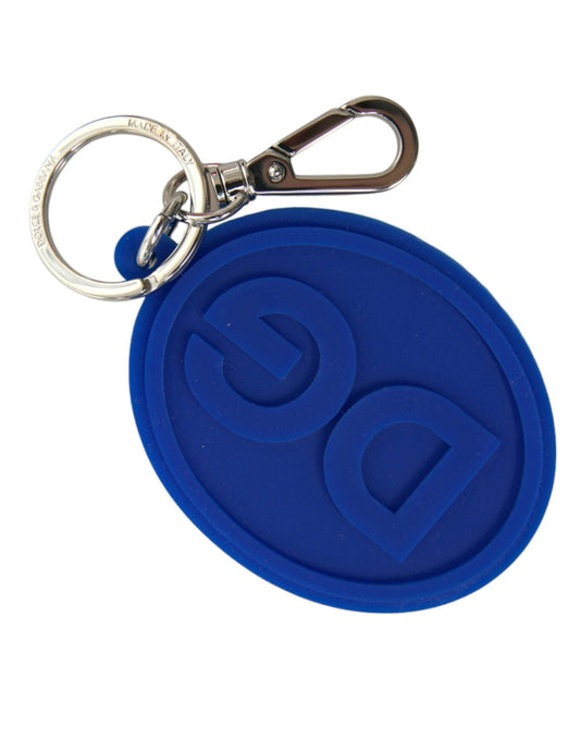 Dolce & Gabbana Elegant Blue Rubber Keychain with Brass Accents - Sandy Store ByNet