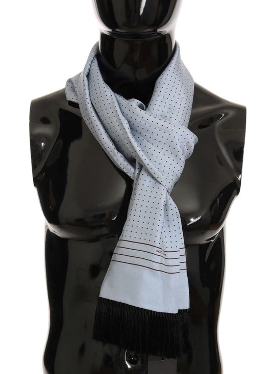 Dolce & Gabbana Elegant Blue Silk Polka Dot Men's Scarf - Sandy Store ByNet