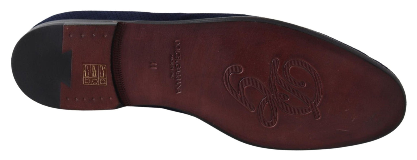 Dolce & Gabbana Elegant Blue Suede Leather Loafers - Sandy Store ByNet