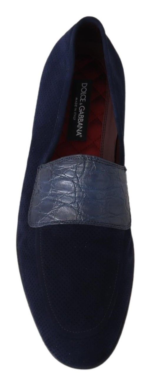 Dolce & Gabbana Elegant Blue Suede Leather Loafers - Sandy Store ByNet