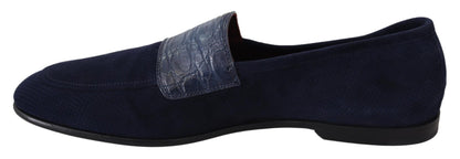 Dolce & Gabbana Elegant Blue Suede Leather Loafers - Sandy Store ByNet