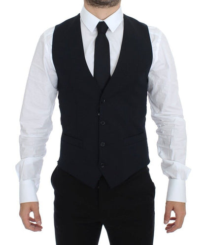 Dolce & Gabbana Elegant Blue Wool Dress Vest - Sandy Store ByNet