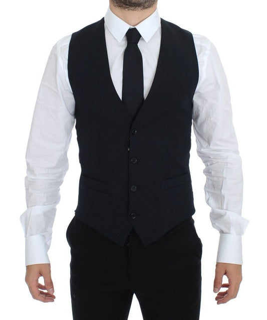 Dolce & Gabbana Elegant Blue Wool Dress Vest - Sandy Store ByNet