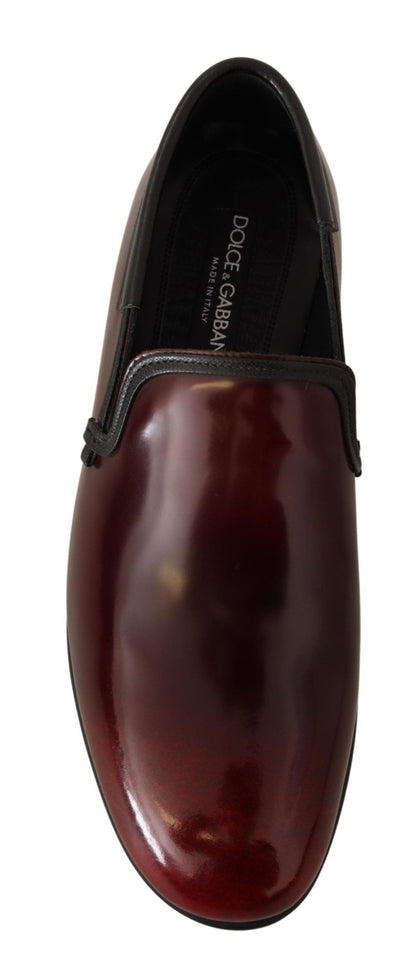 Dolce & Gabbana Elegant Bordeaux Leather Loafers - Sandy Store ByNet