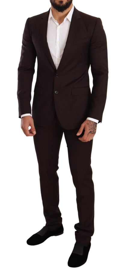 Dolce & Gabbana Elegant Bordeaux Striped Martini Suit - Sandy Store ByNet