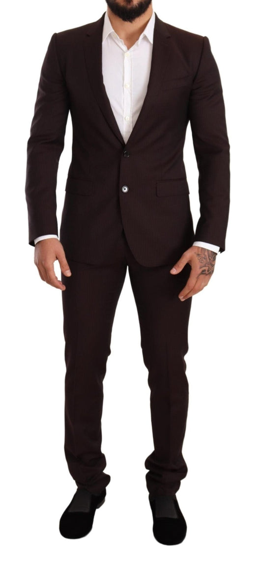 Dolce & Gabbana Elegant Bordeaux Striped Martini Suit - Sandy Store ByNet