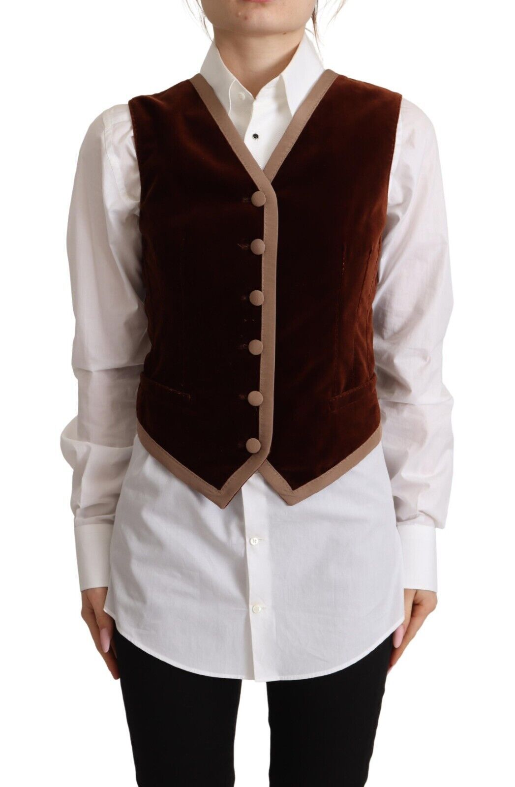 Dolce & Gabbana Elegant Bordeaux Velvet Sleeveless Top - Sandy Store ByNet
