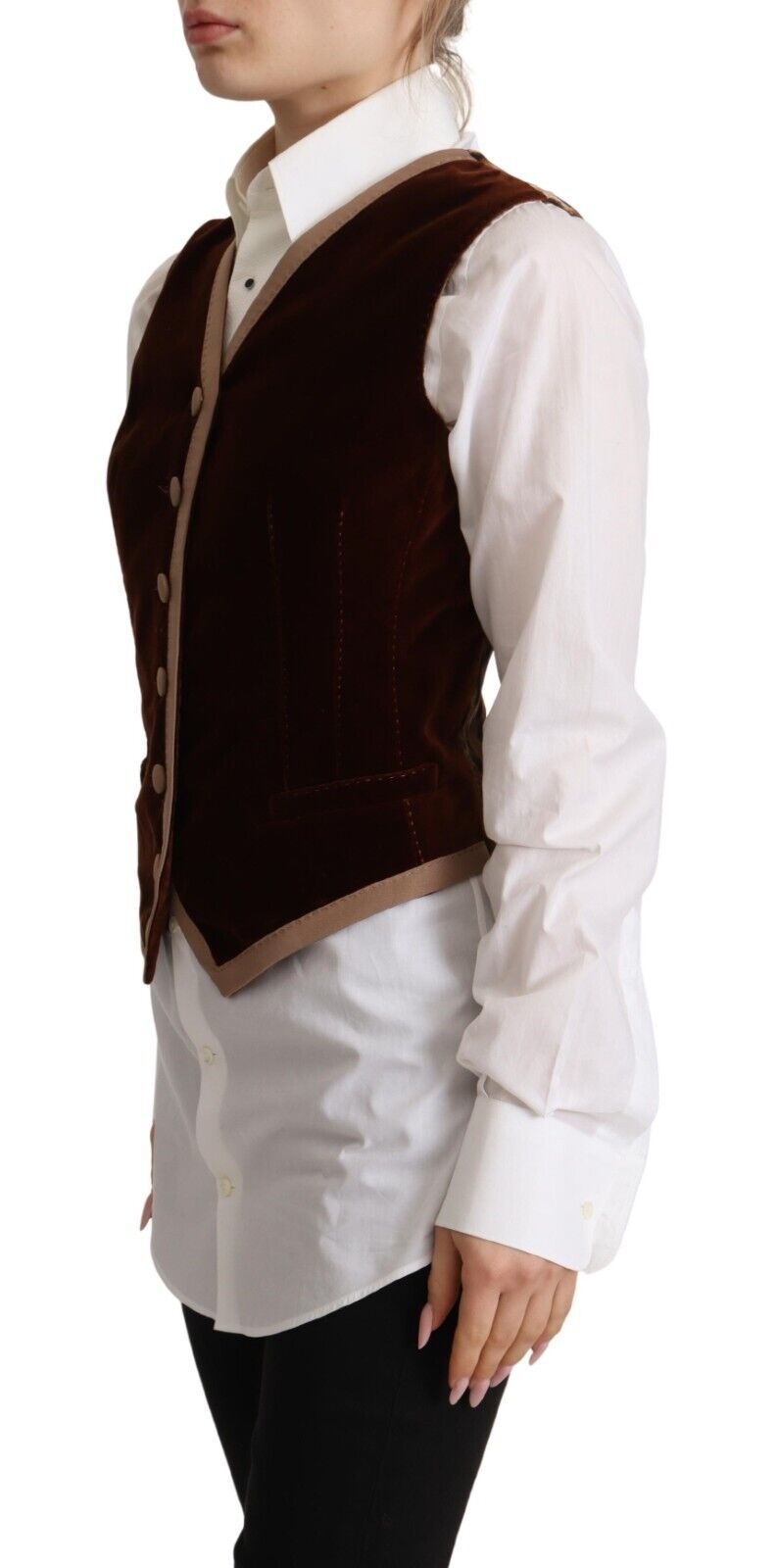 Dolce & Gabbana Elegant Bordeaux Velvet Sleeveless Top - Sandy Store ByNet