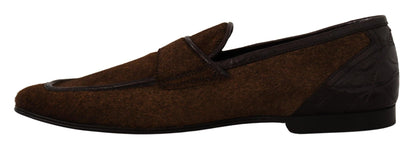 Dolce & Gabbana Elegant Brown Caiman Leather Loafers - Sandy Store ByNet