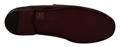 Dolce & Gabbana Elegant Brown Caiman Leather Loafers - Sandy Store ByNet